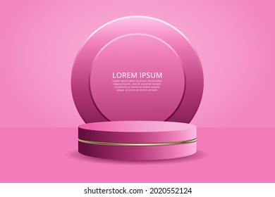 realistic 3D pink podium for cosmetic products