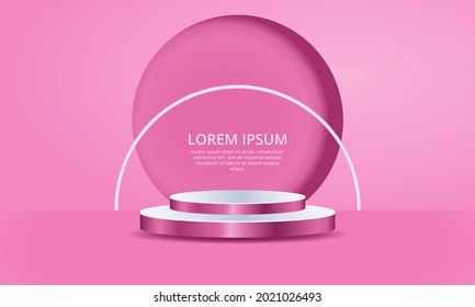 realistic 3D pink podium cosmetic product display