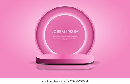 realistic 3D pink podium cosmetic product display