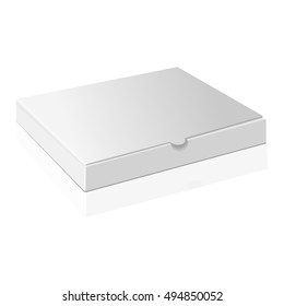 Realistic 3d pizza empty white cardboard box package set isolated vector illustration.
Mock Up Template Ready For Your Design.