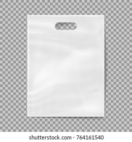 Реалистичный 3d пластиковый пакет, изолированный на прозрачном фоне. Векторная иллюстрация. Епс 10.