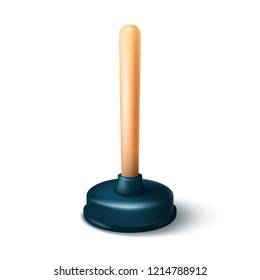 Realistic 3d plunger icon on the white background with shadow. Vector eps 10.