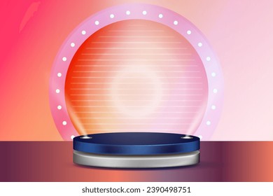 Realistic 3D podium with circle background