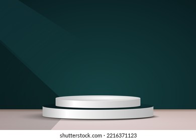 Realistic 3D podium green background