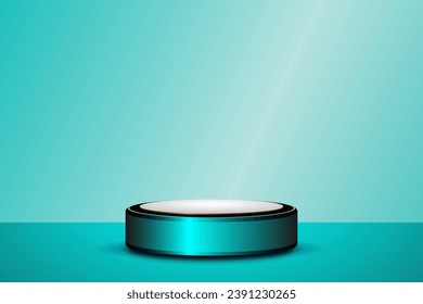 Realistic 3D podium green wall background