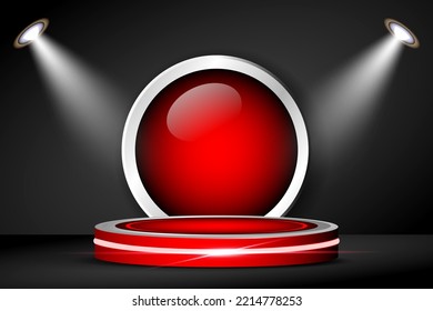 Realistisches 3D-Podium mit hellem Effekt und elliptischem Hintergrund
