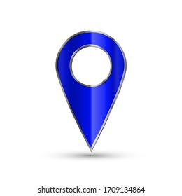Realistic 3d pointer of map. Blue map marker icon in vector. Vector illustration