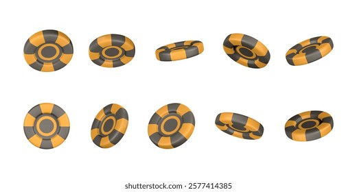 Realistic 3d poker chips. Casino game concept. Gambling and betting, poker or blackjack tools. Vector illustration.