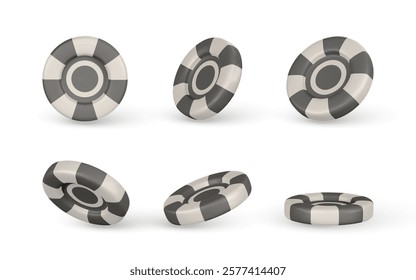 Realistic 3d poker chips. Casino game concept. Gambling and betting, poker or blackjack tools. Vector illustration.