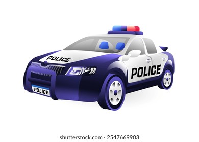 Realistic 3D police car illustration.