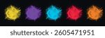 Realistic 3D Powder Explosion Collection. Abstract Colorful Splash Effects set. Creative shape elements.