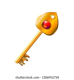 
Realistic 3D precious golden key