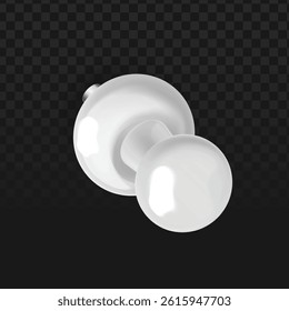 Realistic 3D push pin vector with glossy white head and metallic silver shaft. Perfect for digital planners, bulletin board mockups, and office-themed designs. Clean