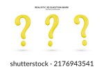 Realistic 3d question mark vector icon illustration