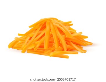 Realistic 3d raw carrot vegetable chops pile bursts with vibrant orange hues. Isolated vector heap of fresh and crunchy veg ingredients for cooking and healthy snacking, versatile veggies for culinary