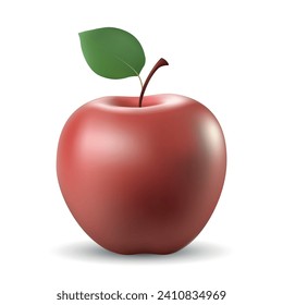 Realistic 3d red apple Isolated On White Background