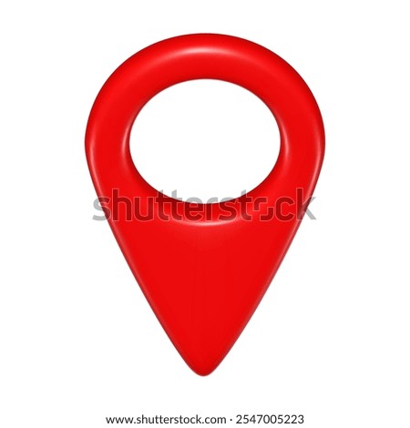 Realistic 3d red geolocation map pin icon top down view vector illustration isolated on white background