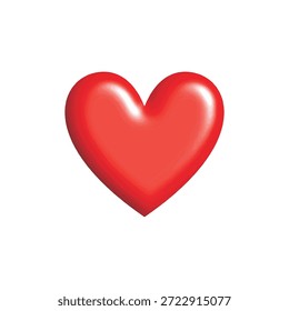 Símbolo de amor realista del icono del diseño del corazón rojo 3d aislado