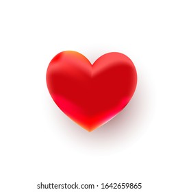 Realistic 3d red heart isolated on a white background. Can be used for web banner, poster, postcard, voucher or sale. Vector illustration.