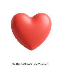 Realistic 3d red heart with a matte finish on a plain white background vector illustration