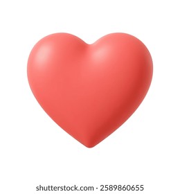 Realistic 3d red heart with a matte finish on a plain white background vector illustration