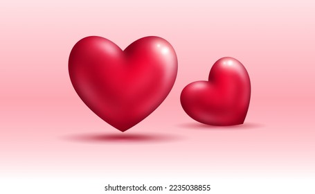 realistic 3d red heart shape balloon render style