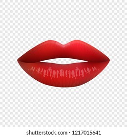 Realistic 3d red lips isolated. Vector illustration.
