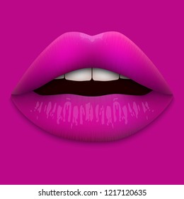 Los labios rojos 3D realistas aislados. Ilustración vectorial.