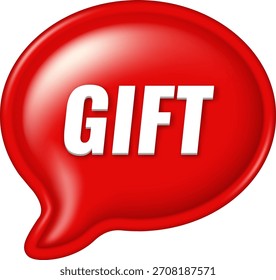 Realistic 3D red puffy glossy sticker with  Gift text for promotion and marketing design.