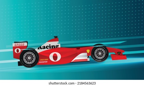 Realistic 3d render race car illustration. Fast motion. high speed concept. Motorsport, fast engine automobile vector banner and background