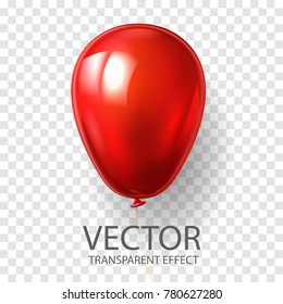 Realistic 3D render red balloon vector stock illustration isolated on transparent background. Glossy shine helium balloon  for Birthday celebration, party, grand opening, sale promotion