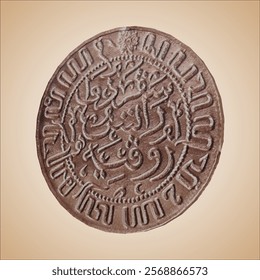 Realistic 3D Render Vector of Antique Nederlandsch-Indië Half a Cent Coin from 1945