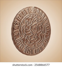 Realistic 3D Render Vector of Antique Nederlandsch-Indië Half a Cent Coin from 1945