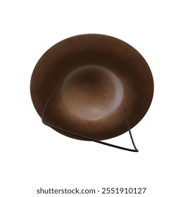 Realistic 3D Render Vector Illustration of a Classic Brown Cowboy Hat on White Background