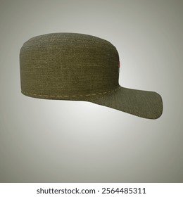 Realistic 3D Render Vector Illustration of Indonesian Army Commander Hat with Flag and Three Stars