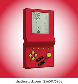 Realistic 3D Render Vector Illustration of a Retro 1990s Red Game Console