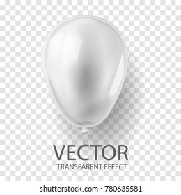 Realistic 3D render white balloon vector stock illustration isolated on transparent background. Glossy shine helium balloon for wedding, Birthday celebration, party, grand opening, sale promotion