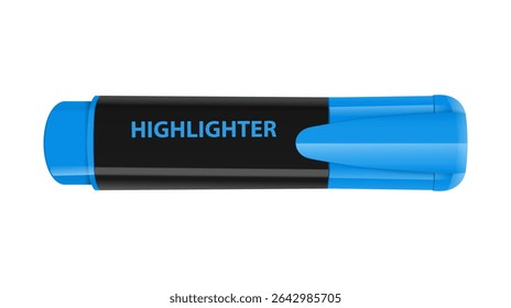 A realistic 3D rendered image of a  highlighter on a white surface