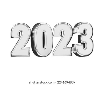 Realista 3d renderizado efecto de texto de año nuevo 2023