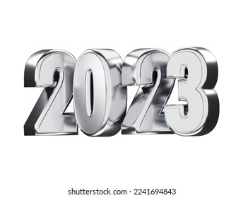 Realistic 3d rendering 2023 new year text effect