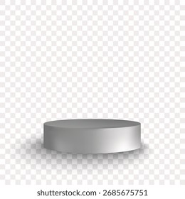 Realistic 3D rendering of a gray podium with metallic texture and a realistic shadow. Eps 10