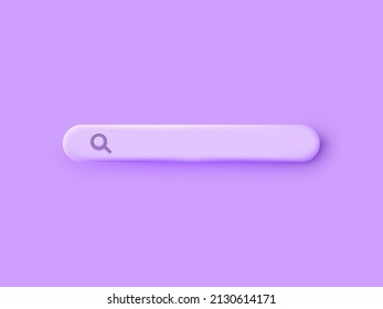 Realistic 3d rendering search bar concept on purple web background navigation render website browser