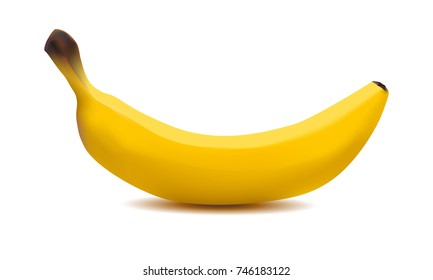 realistic 3d ripe yellow banana on a white background made with a gradient mesh