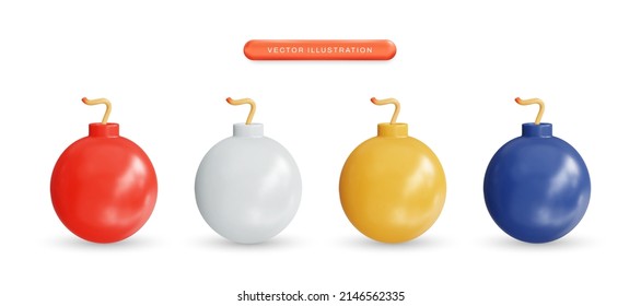 Realistic 3d round bomb vector illustration