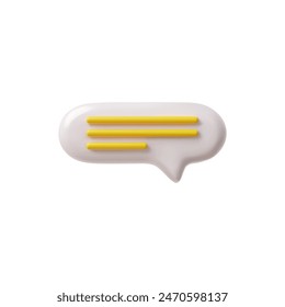 Burbuja de voz redonda 3D realista con texto, perfecta para mensajes en foros o chat de redes sociales. Diseño de íconos de Vector para diálogos claros sobre fondo blanco