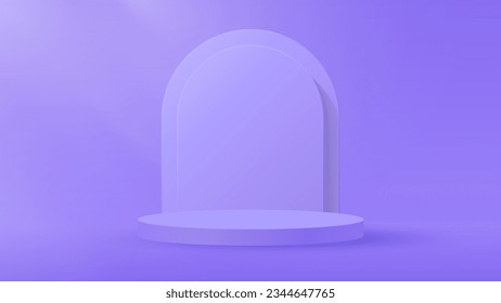 Realistic 3d round stand product 
podium scene on soft background. 
Product pedestal on soft light 
of a sunny day. Minimal aesthetic 
mockup product stage display 
concept. Vector illustration