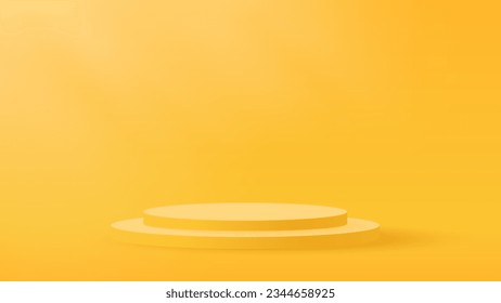 Realistic 3d round stand product 
podium scene on soft background. 
Product pedestal on soft light 
of a sunny day. Minimal aesthetic 
mockup product stage display 
concept. Vector illustration