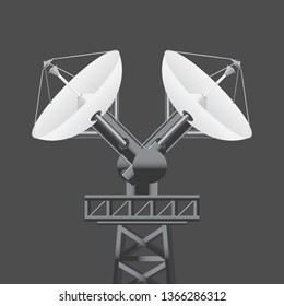 Realistic 3d Satellite dish isolated. Vector illustration.