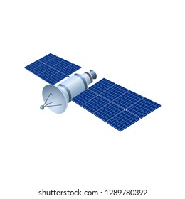 Realistic 3d satellite. Wireless satellite technology GPS. Vector illustration