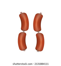Realistic 3d Sausages Set Product of Meat Beef or Pork. Vector illustration of Sausage